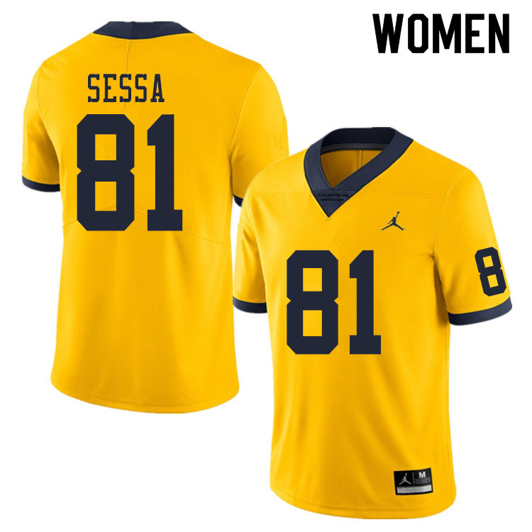 Women #81 Will Sessa Michigan Wolverines College Football Jerseys Sale-Yellow